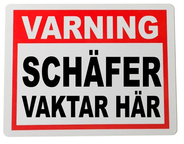 Metall plåtskylt ' schäfer ' design - 20x15 cm varning skylt