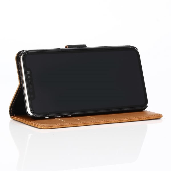 Retro lompakko matkapuhelinkotelo iPhone XS Maxille - Ruskea