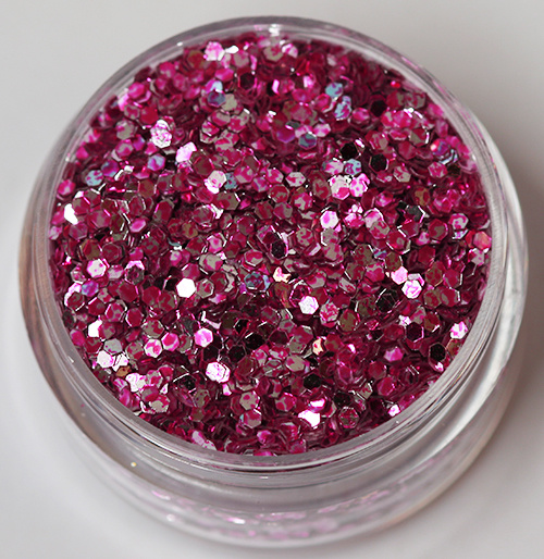 Negleglitter - Hexagon - Tofarget cerise/sølv - 8ml - Glitter