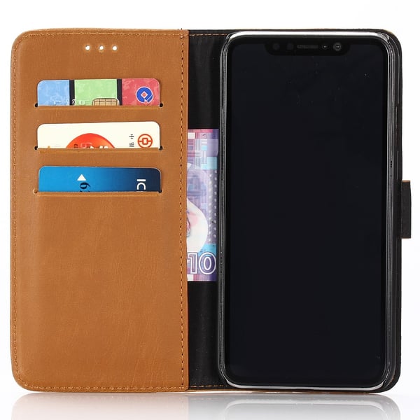 Retro lompakko matkapuhelinkotelo iPhone XS Maxille - Ruskea