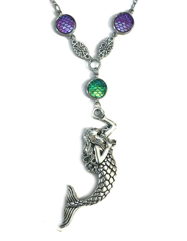 Halsband SJÖJUNGFRU SIREN Mermaid Rostfri Kedja Fjäll Fantasy
