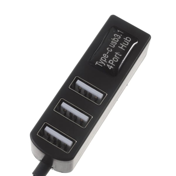 4 Ports USB 3.1 Typ C Hubb High Speed Hub SVART