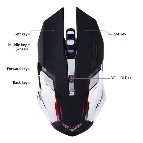 ZERODATE X70 2,4 GHz langaton 2400 DPI optinen pelihiiri LED