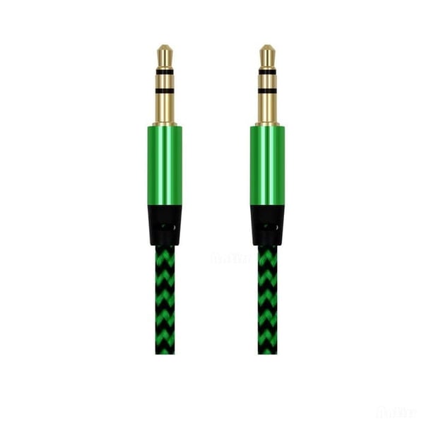 1m Kudottu 3.5mm Aux -kaapeli - Vihreä