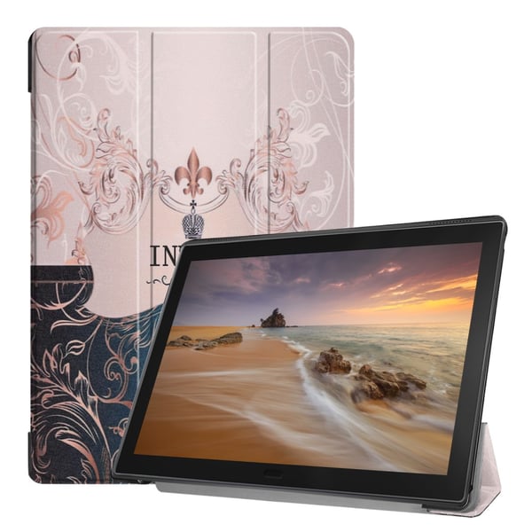 Mønstertryk Tredobbelt Stand Cover Lenovo Tab E10 - Engelske Tegn