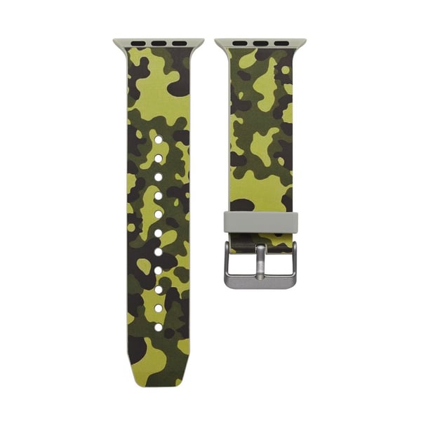 Silikon klokkerem til Apple Watch 4 44mm, 3/2/1 42mm - hærgrønn kamuflasje