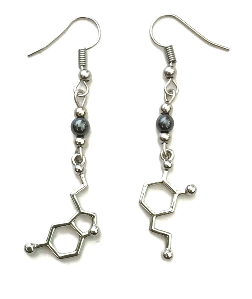 Örhängen Dopamin Serotonin Asymmetriska Molekyl Hematit Kemi Rostfri Krok