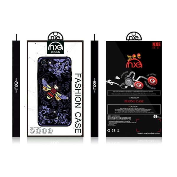 NXE Insektmønster Rhinestone Dekor TPU Cover til iPhone 8 / 7 - Lilla Bi