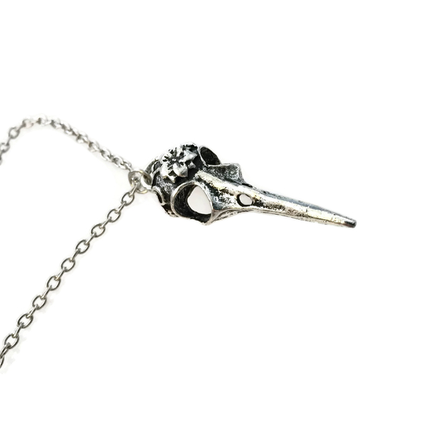 Halsband Kranium Fågel Silver Skull Raven Skelett
