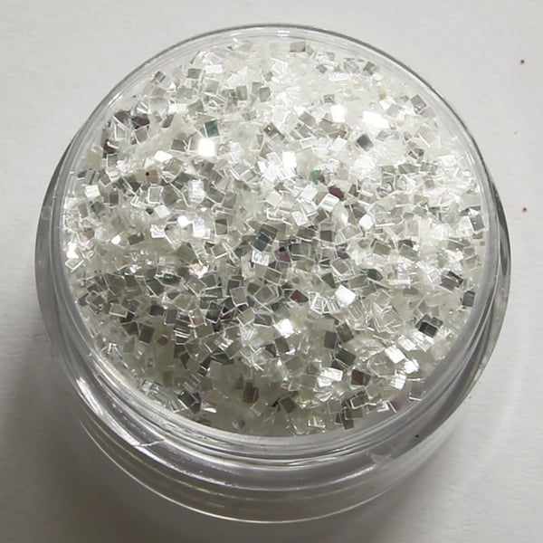 Negleglitter - Firkantet - Hvit is - 8ml - Glitter