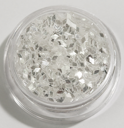 Negleglitter - Rhombus/Diamanter - Hvit is - 8ml - Glitter