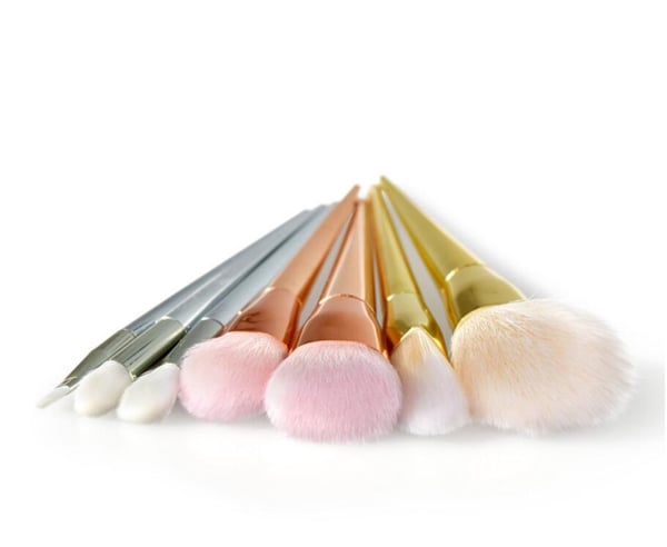 7st sminkborstar - Rosé silver guld - Makeup brushes