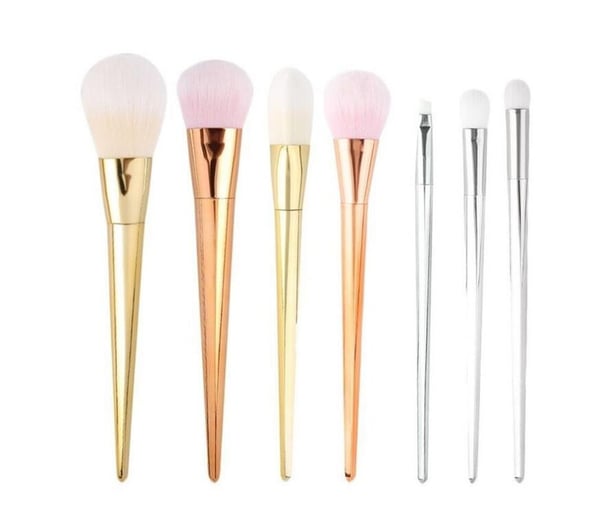 7st sminkborstar - Rosé silver guld - Makeup brushes