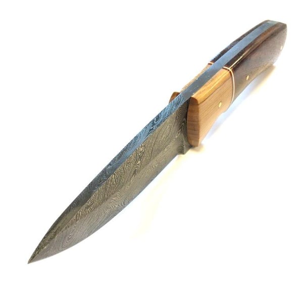 Håndlavet Jagtkniv Damascus to træsorter