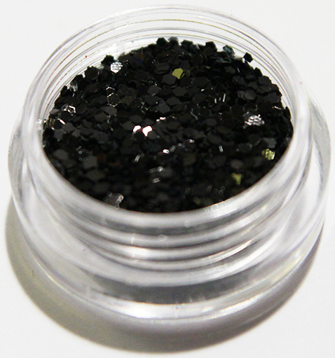 Nail Glitter - Hexagon - Black - 8ml - Glitter