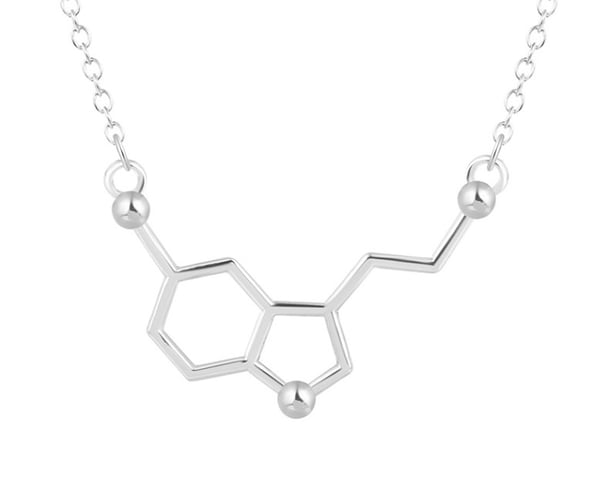 Halsband Molekyl Serotonin Molecule Kemi Silverpläterad