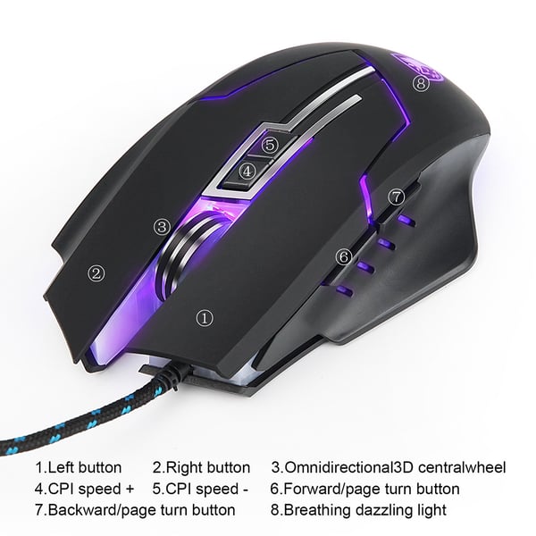 Sades Q7 USB Optinen Pelihiiri LEDillä, 7 Painiketta