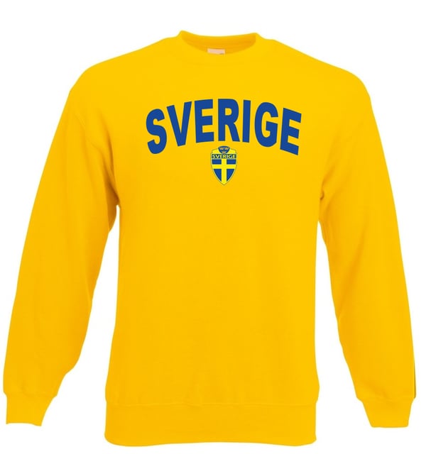 Sverige sweatshirt med sverige logo & text fram - Gul