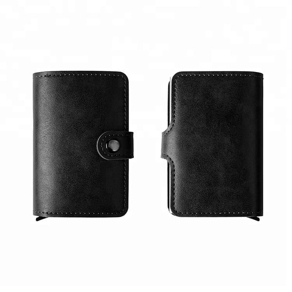 Card holder with RFID protection Banknote Aluminum and split leather