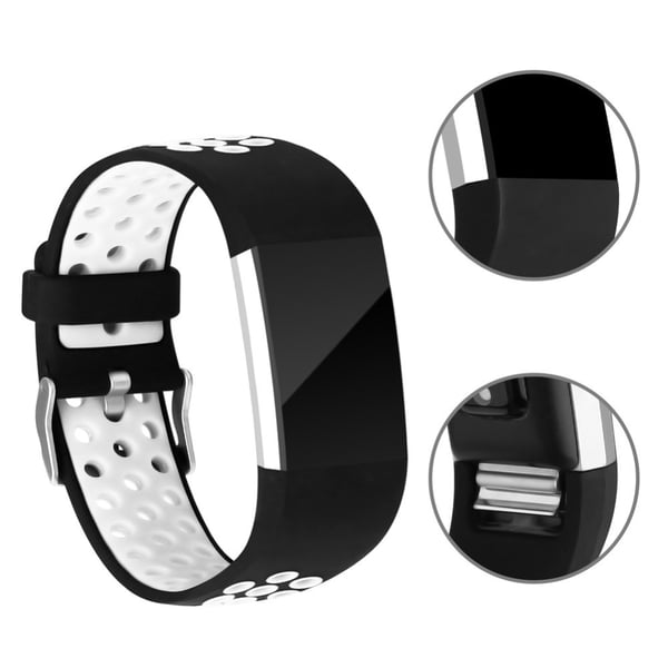 Kaksivärinen monireikäinen pehmeä silikoninen urheiluranneke Fitbit Charge 2:lle