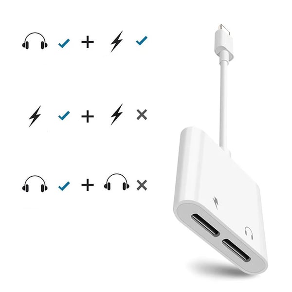 2-Pack Dual Port Lightning Adapter Splitter iPhone 7/8/X/XS/XR