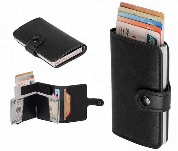 Card holder with RFID protection Banknote Aluminum and split leather