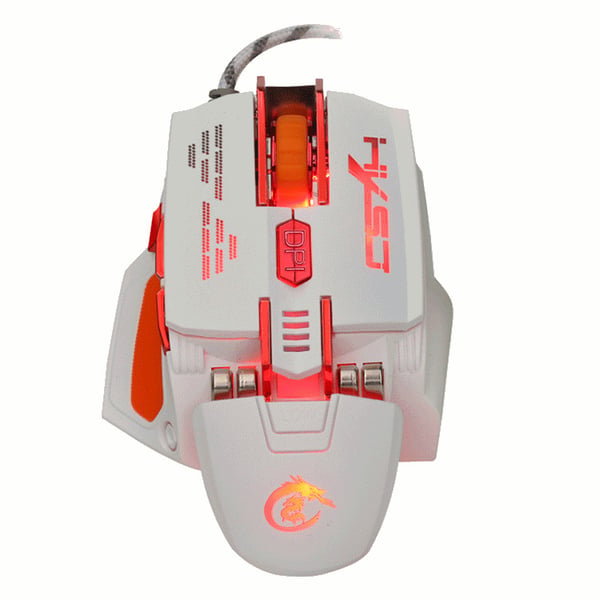 HXSJ X 200 7 knappar 4000 DPI LED  USB optisk spelmus vit