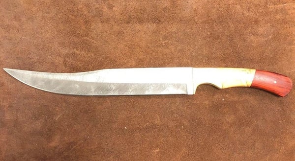 PreMax PX-33 käsintehty damaskiteräksinen chopper-veitsi – 352 kerrosta 15N20- ja 1095-terästä, 260 mm terä, 400 mm kokonaispituus