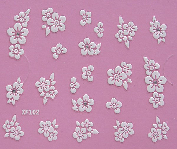 10st ark vita nageldekorationer blommor stickers