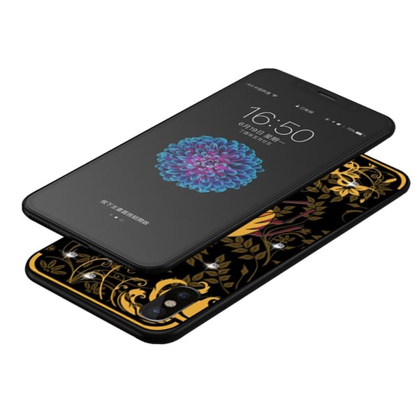 NXE Insektmønster Rhinestone Dekor TPU Cover til iPhone X - Cikade