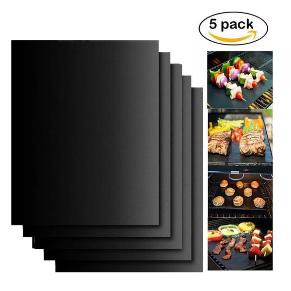 5-pakke Grillmatte Ovnmatte & Bakematte og 2-pakke Peistenner