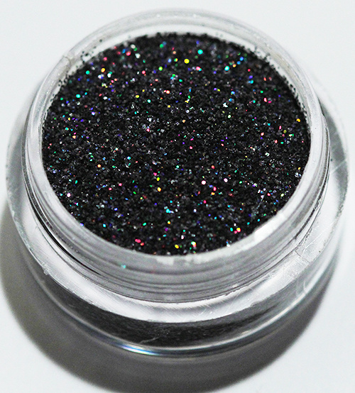 Negleglitter - Finkornet - Sort regnbue - 8ml - Glitter
