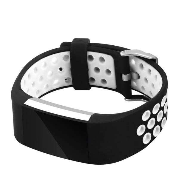 Kaksivärinen monireikäinen pehmeä silikoninen urheiluranneke Fitbit Charge 2:lle