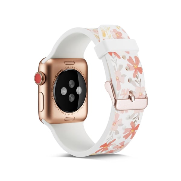 Silikon klokkerem til Apple Watch 4 44mm, 3/2/1 42mm - Blomster