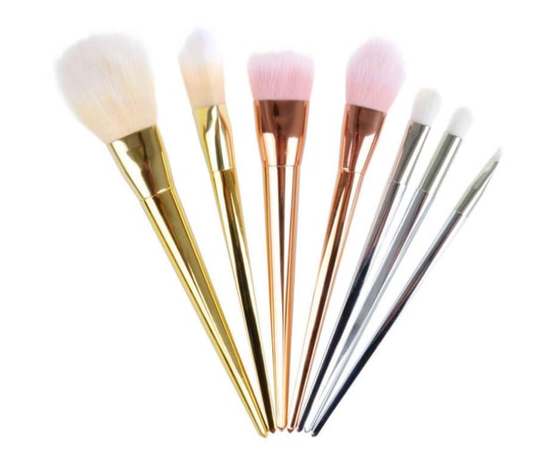 7st sminkborstar - Rosé silver guld - Makeup brushes