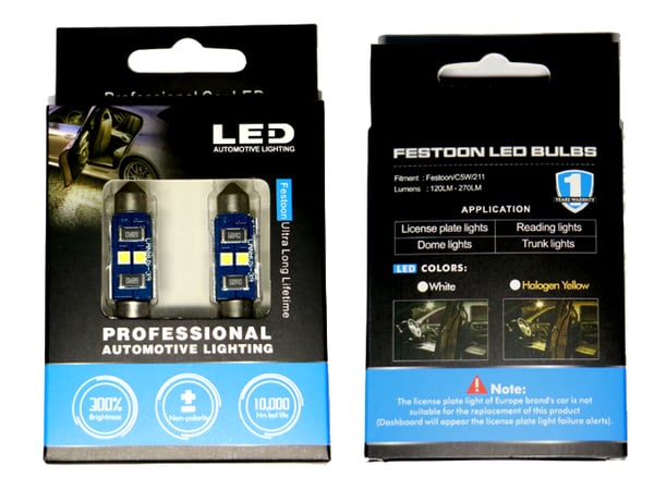 Canbus C5W 39 mm LED 3030SMD:llä, 6000K 2 kpl pakkaus