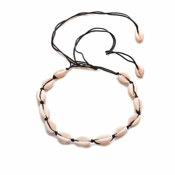 Choker med hvide muslinger - Sort