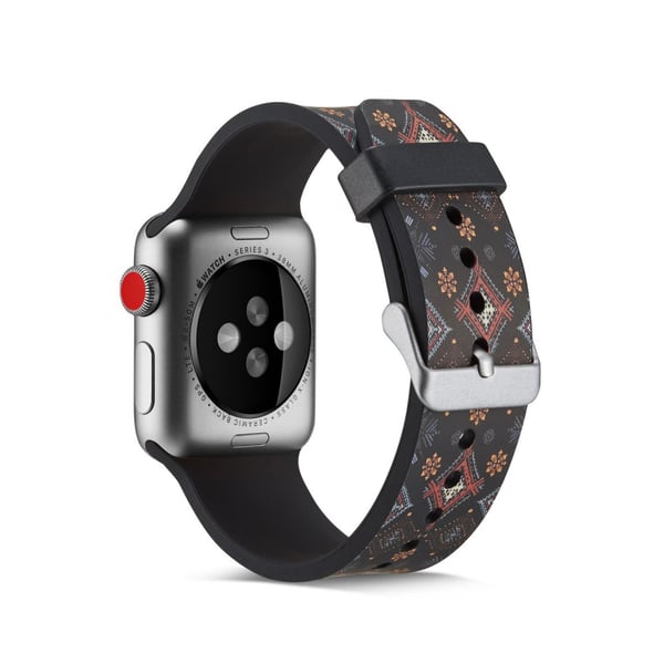 Silikon klokkerem til Apple Watch 4 44mm, 3/2/1 42mm - Blomster