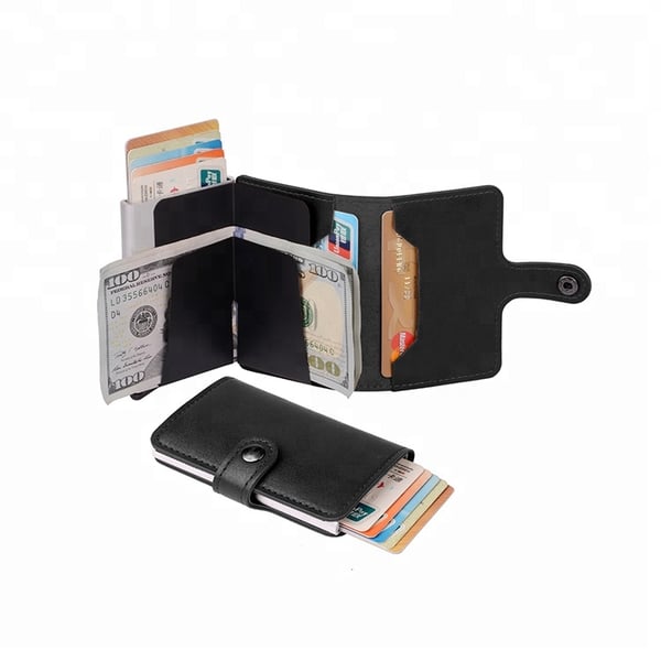 Card holder with RFID protection Banknote Aluminum and split leather