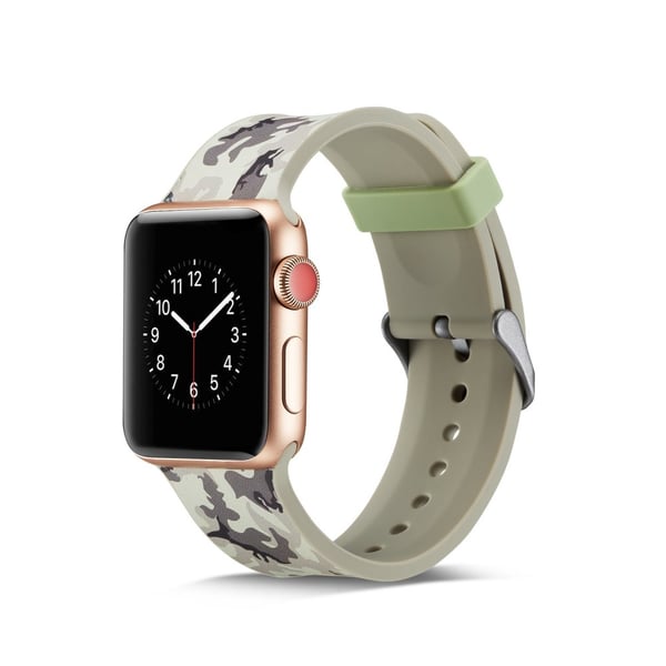 Silikon klokkerem til Apple Watch 4 44mm, 3/2/1 42mm - grå kamuflasje