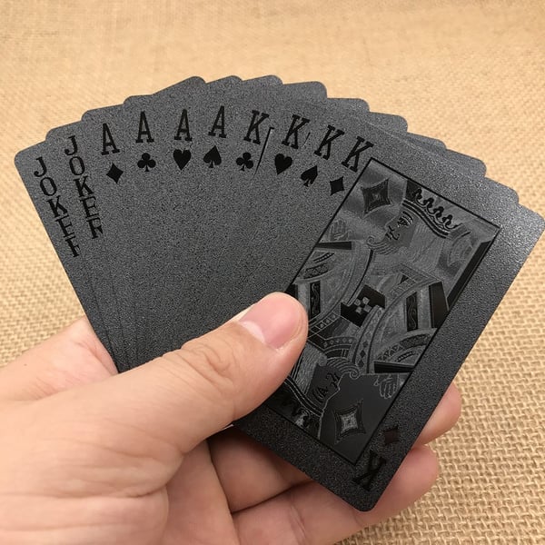 54stk Vandtæt plast sort geometri Back Poker spillekort