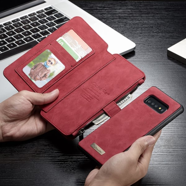CASEME Samsung Galaxy S10+ Retro Lær Lommebok - deksel - Rød