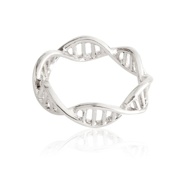 Ring DNA Molekyl Helix Medicin Silverpläterad stl 18