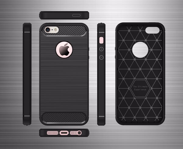 SKALO iPhone 5/5S/SE(1:a gen) Armor Carbon Stöttåligt TPU-skal