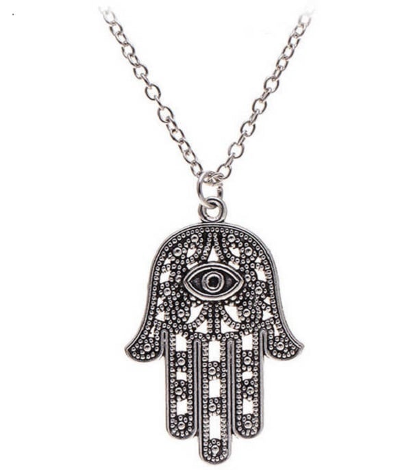 Halsband Hamsa Fatimas Hand Judisk Muslimsk Symbol Rostfri Kedja