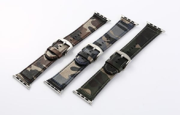 Kamouflage stil läderrem klockarmband för Apple Watch 42mm