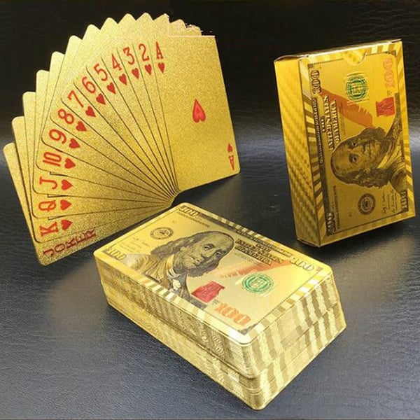 Spillekort - Kortstokk med 24K Gullbelegg, USD
