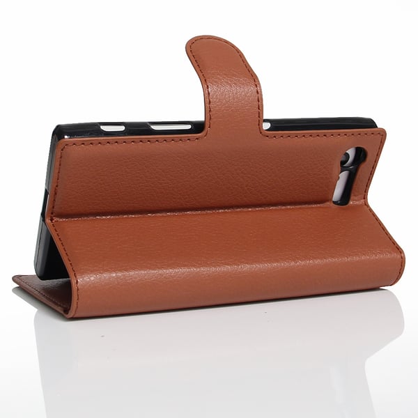 Xperia Z5 fodral plånbok leeche case brun