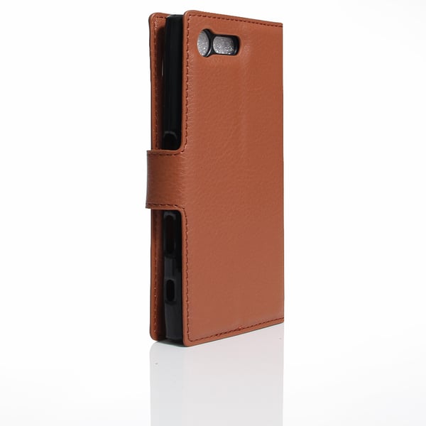 Xperia Z5 fodral plånbok leeche case brun