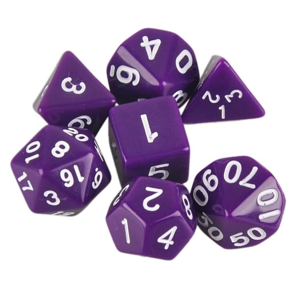 7 kpl noppia Dungeons and Dragons peliin (Violetti)